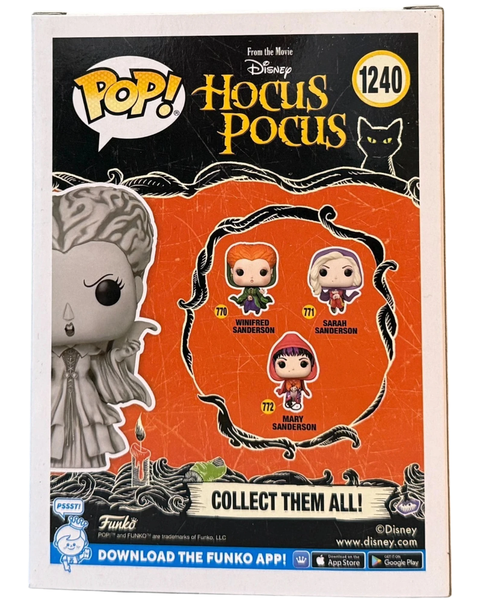 More Than Diecast Funko Pop! Disney Winifred Sanderson #1240 from Hocus Pocus. Features a grey figure with intricate dress details.