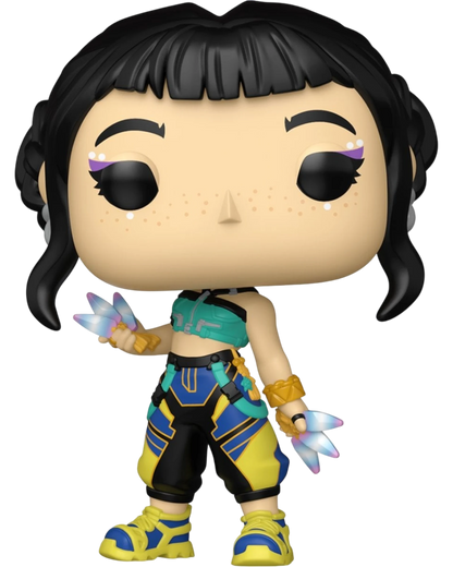 More Than Diecast KPop Demon Hunters Zoey Funko Pop vinyl figure with black hair and colorful tactical outfit.