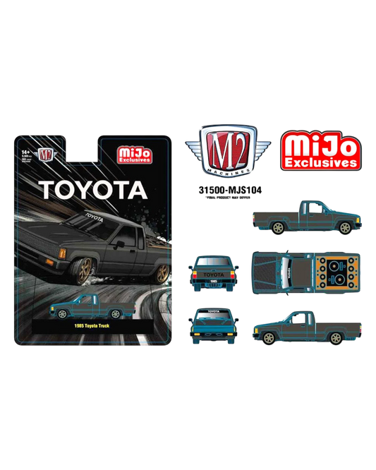 More Than Diecast 1:64 scale matte grey Toyota pickup truck with carbon hood and slammed stance.