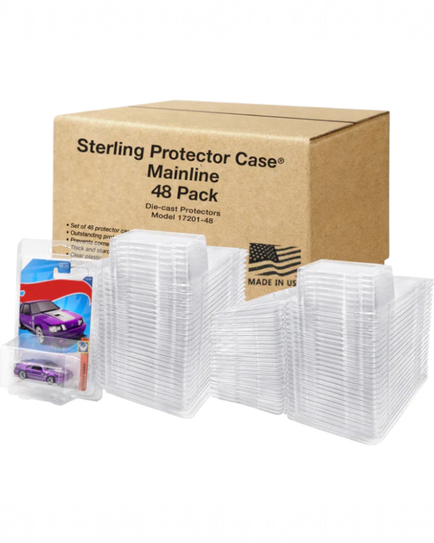 More Than Diecast 48-Sterling Protector Mainline Model 17201 clear plastic cases for 6.5" x 4.25" cards.