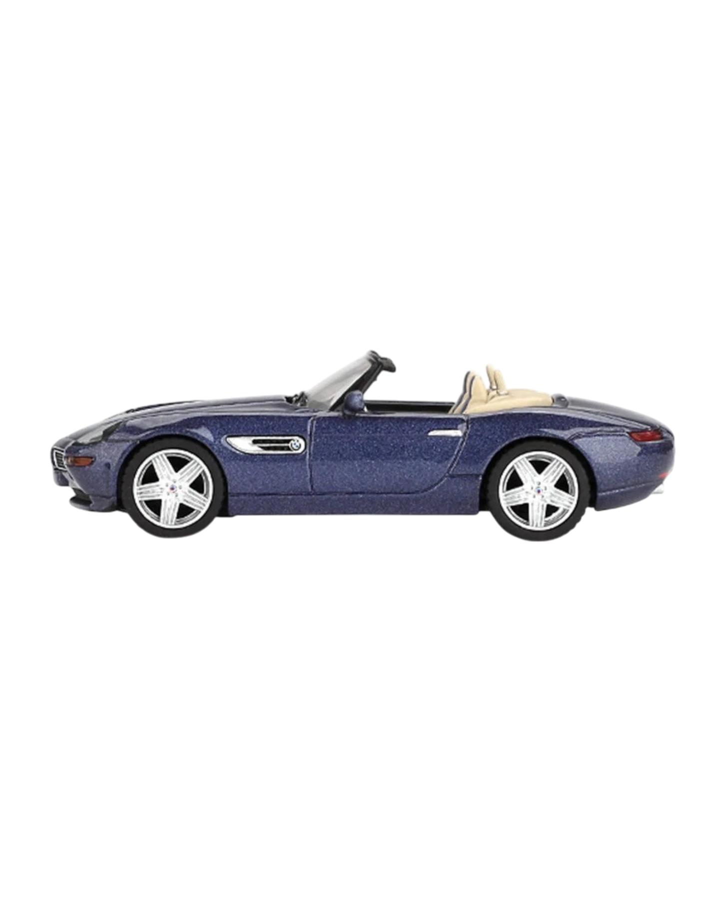 More Than Diecast 1:64 scale Alpine Blue BMW Z8 Alpina Roadster convertible diecast model car with tan interior.