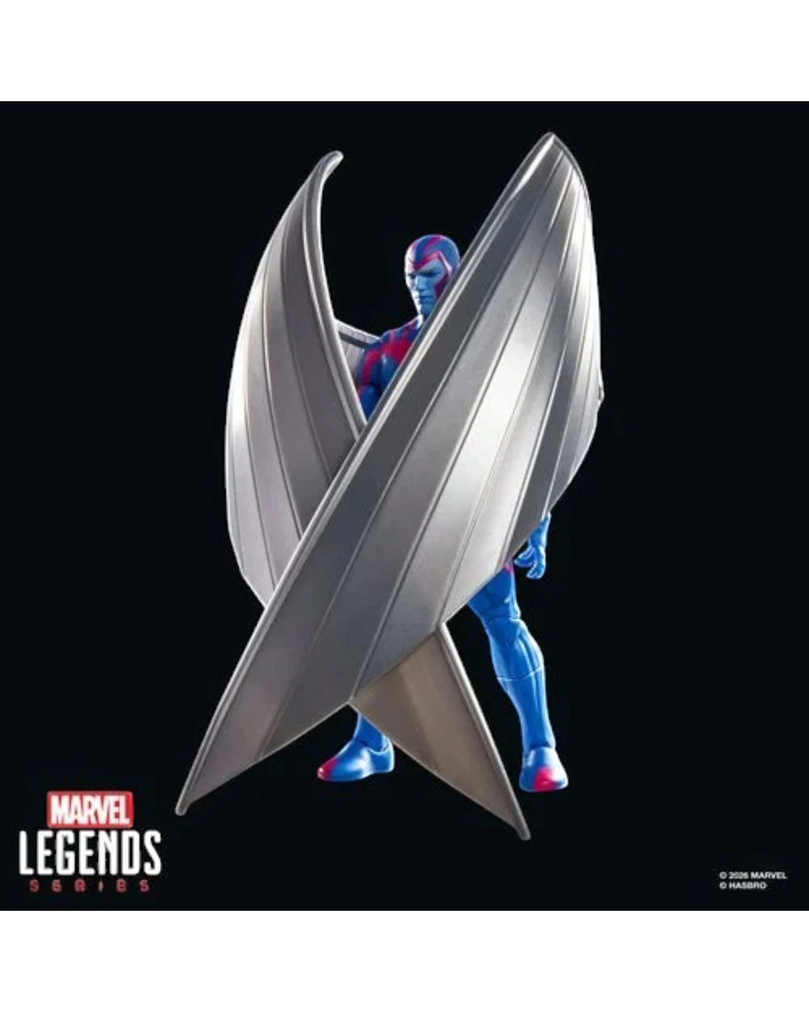 More Than Diecast Marvel Legends X-Men '97 Archangel action figure in blue and red suit with large silver wings.