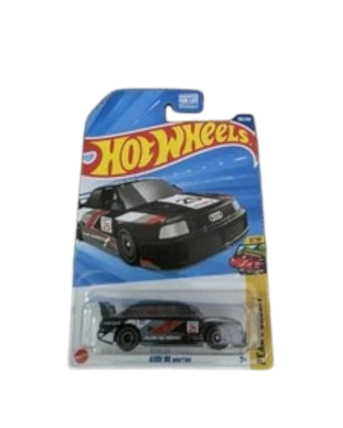 More Than Diecast Hot Wheels Audi 90 Quattro Peak Pursuit race car, black with red and white racing decals.