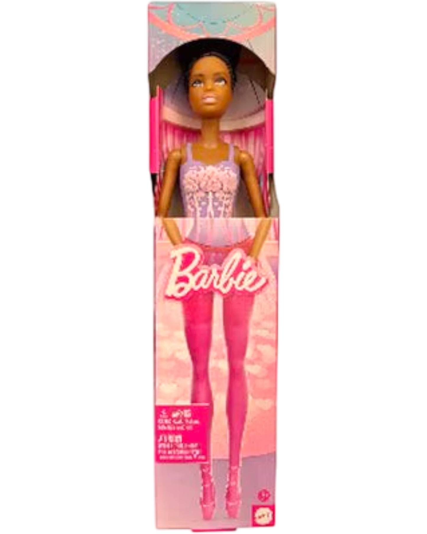 More Than Diecast Barbie Ballerina Doll in multicolor tutu and pink ballet shoes, with poseable joints for dance play.