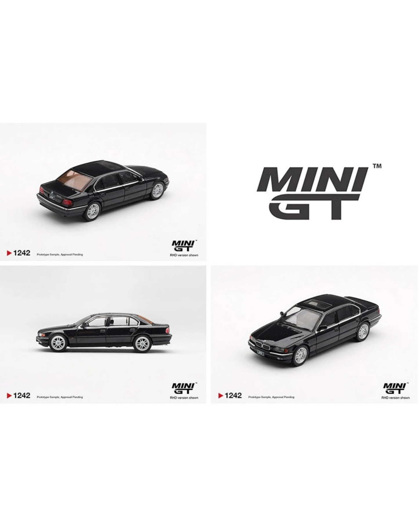 More Than Diecast Mini GT 1:64 scale black BMW 750iL E38 die-cast model car.