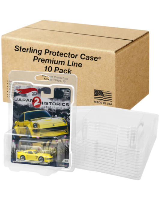 More Than Diecast 10-pack Sterling Protector Premium Line Model 17403 clear plastic card protectors for 6.5" x 5.25" cards.