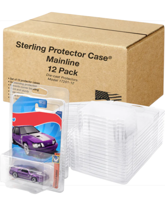 More Than Diecast 12-Sterling Protector Mainline Model 17201 clear plastic cases for 6.5” x 4.25" cards.