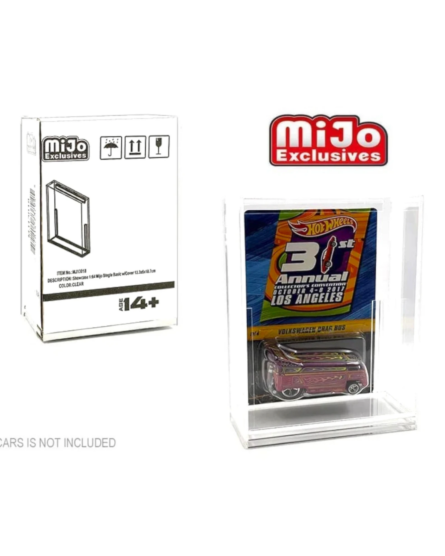 More Than Diecast clear acrylic display case for 1:64 scale diecast cars, with sliding cover and wall mount option.