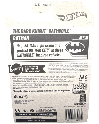 More Than Diecast Hot Wheels The Dark Knight Batmobile Tumbler, 51/250, with urban camouflage and Batman logo.