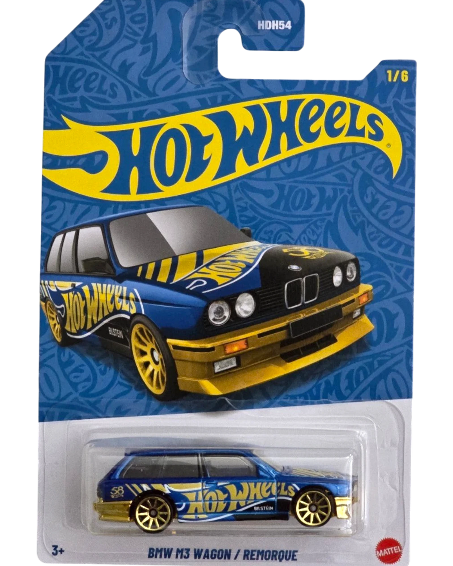 More Than Diecast Hot Wheels 2026 BMW M3 Wagon, 1:64 scale, pearl and gold finish with Hot Wheels graphics, anniversary edition.
