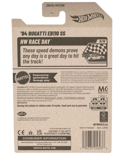 More Than Diecast Hot Wheels Bugatti EB110 SS 1:64 scale die-cast model, HW Race Day edition, limited to 250 units.