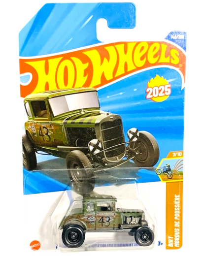 More Than Diecast Hot Wheels Custom 53 Cadillac die-cast model car, green with black racing stripes and weathered finish, numbered 43.