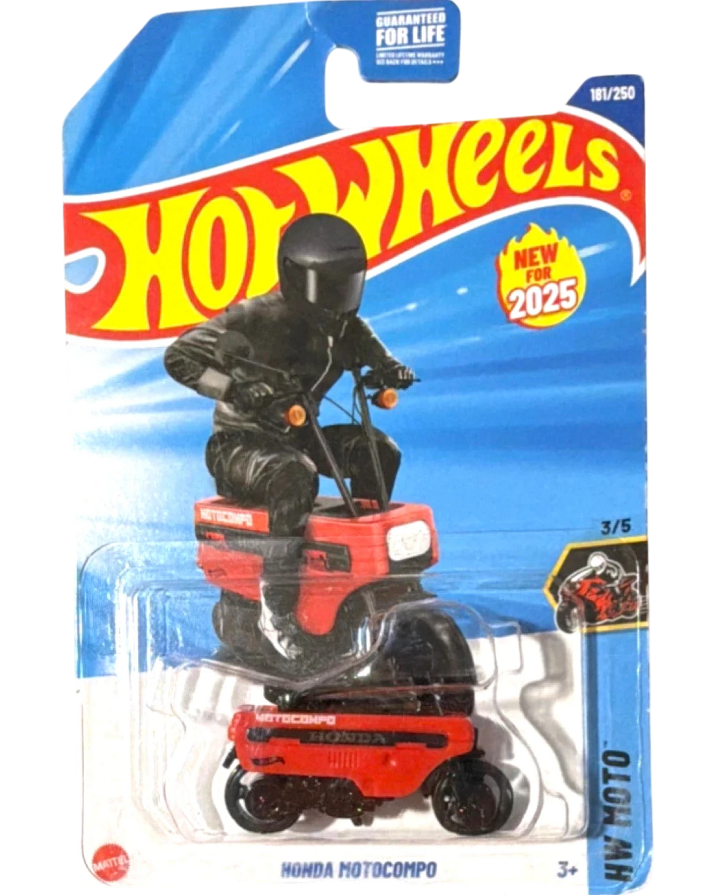 More Than Diecast Hot Wheels Honda Motocompo 1:64 scale die-cast scooter in red and black with detailed decals.