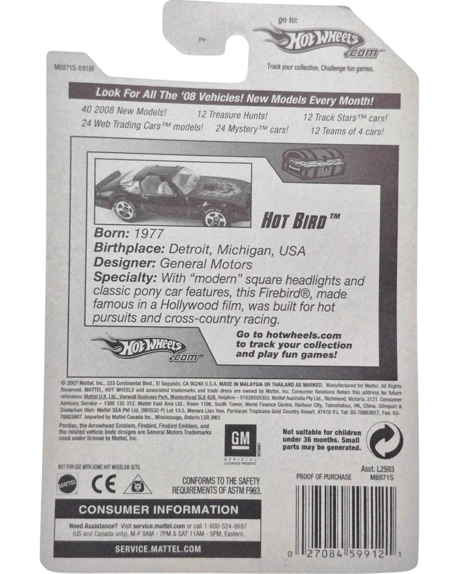 More Than Diecast 2008 Hot Wheels Super Treasure Hunt Hot Bird Firebird 1:64 scale die-cast car with Spectraflame paint and Real Rider wheels.