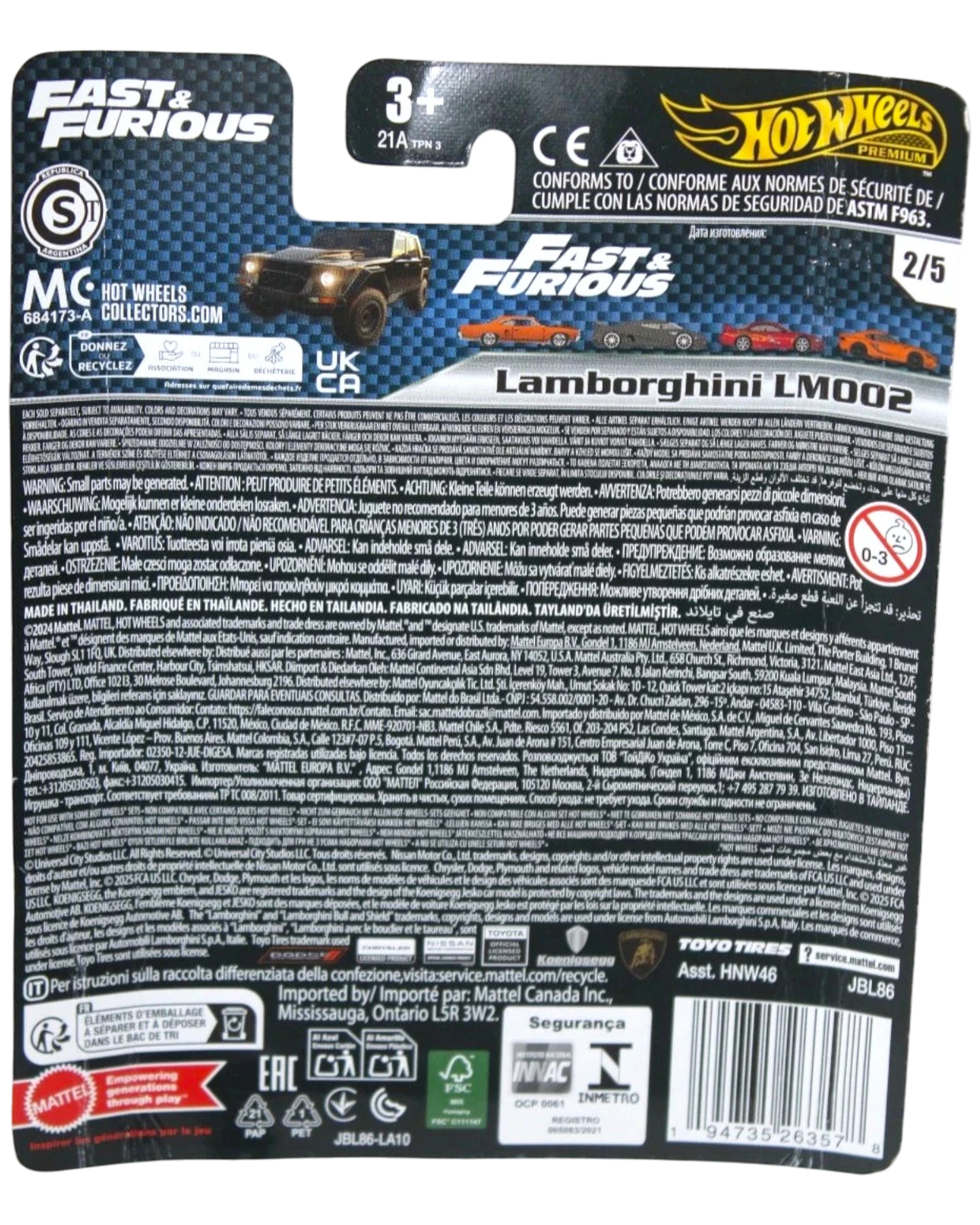 More Than Diecast Hot Wheels Premium Fast & Furious Lamborghini LM002 Black Edition die-cast model car.