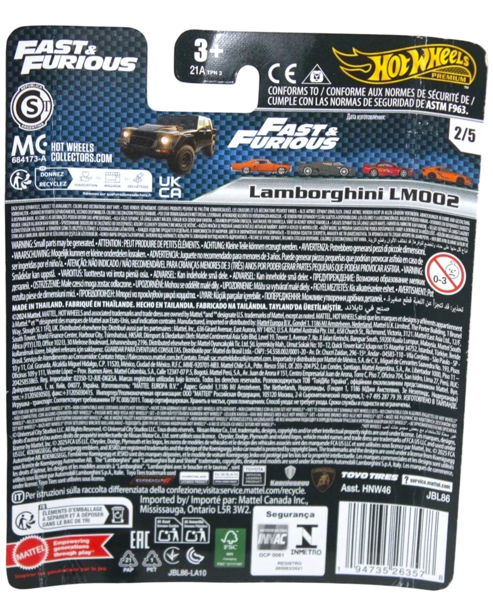 More Than Diecast Hot Wheels Premium Fast & Furious Lamborghini LM002 Black Edition die-cast model car.