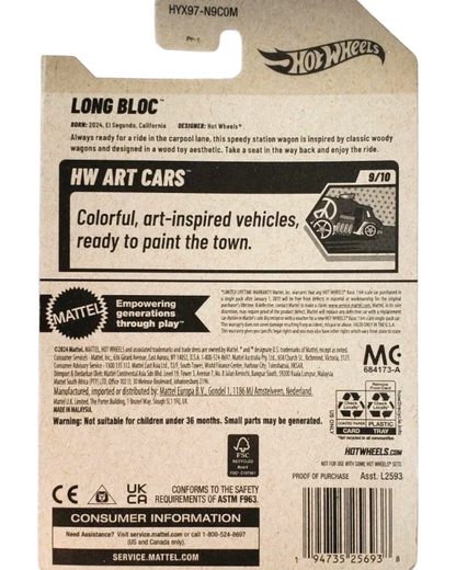 More Than Diecast Hot Wheels 2025 Long Bloc apple green die-cast car, 1:64 scale, HW Art Cars series.