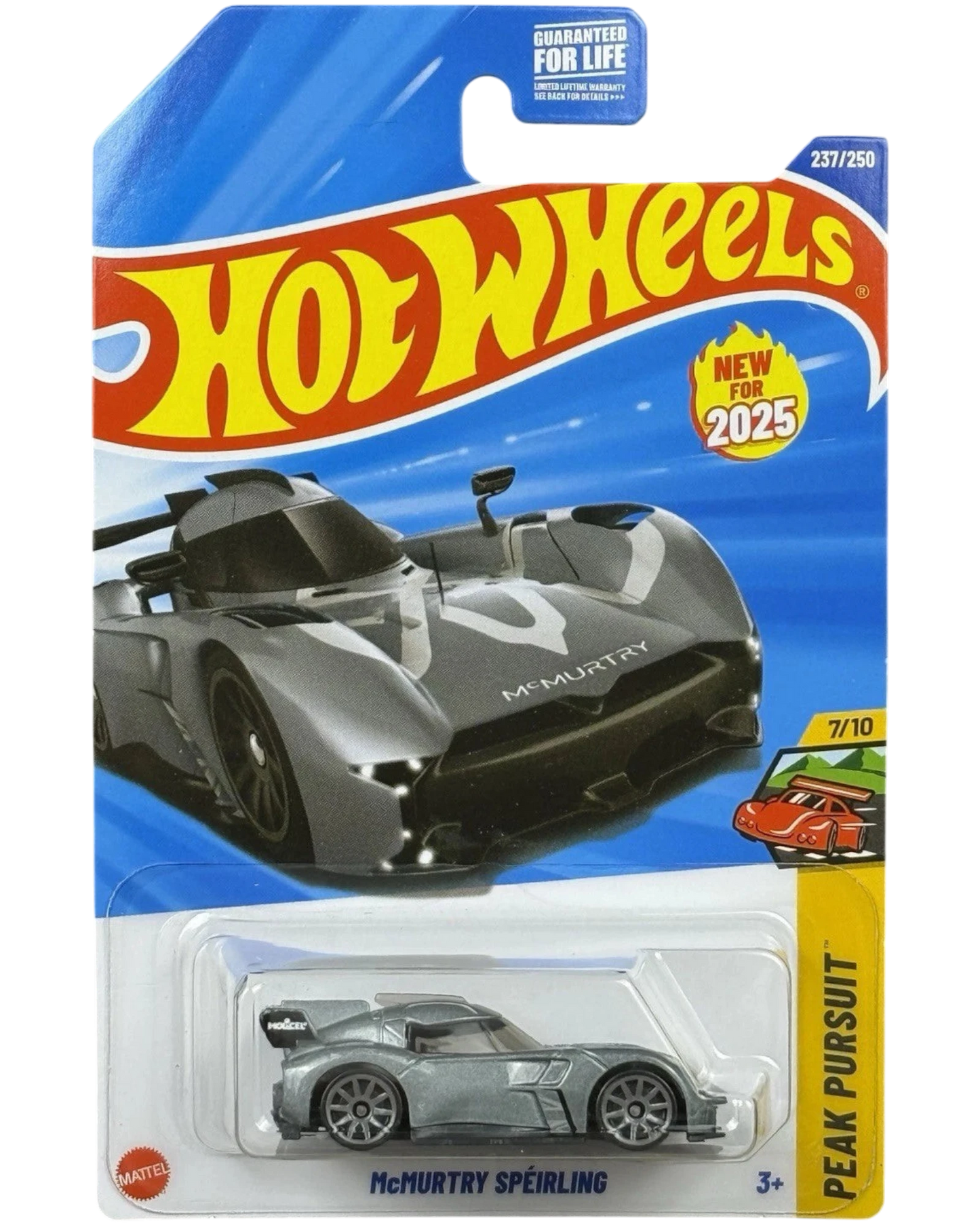 More Than Diecast 2025 Hot Wheels McMurtry Speirling gray die-cast car with spoiler and detailed cockpit.