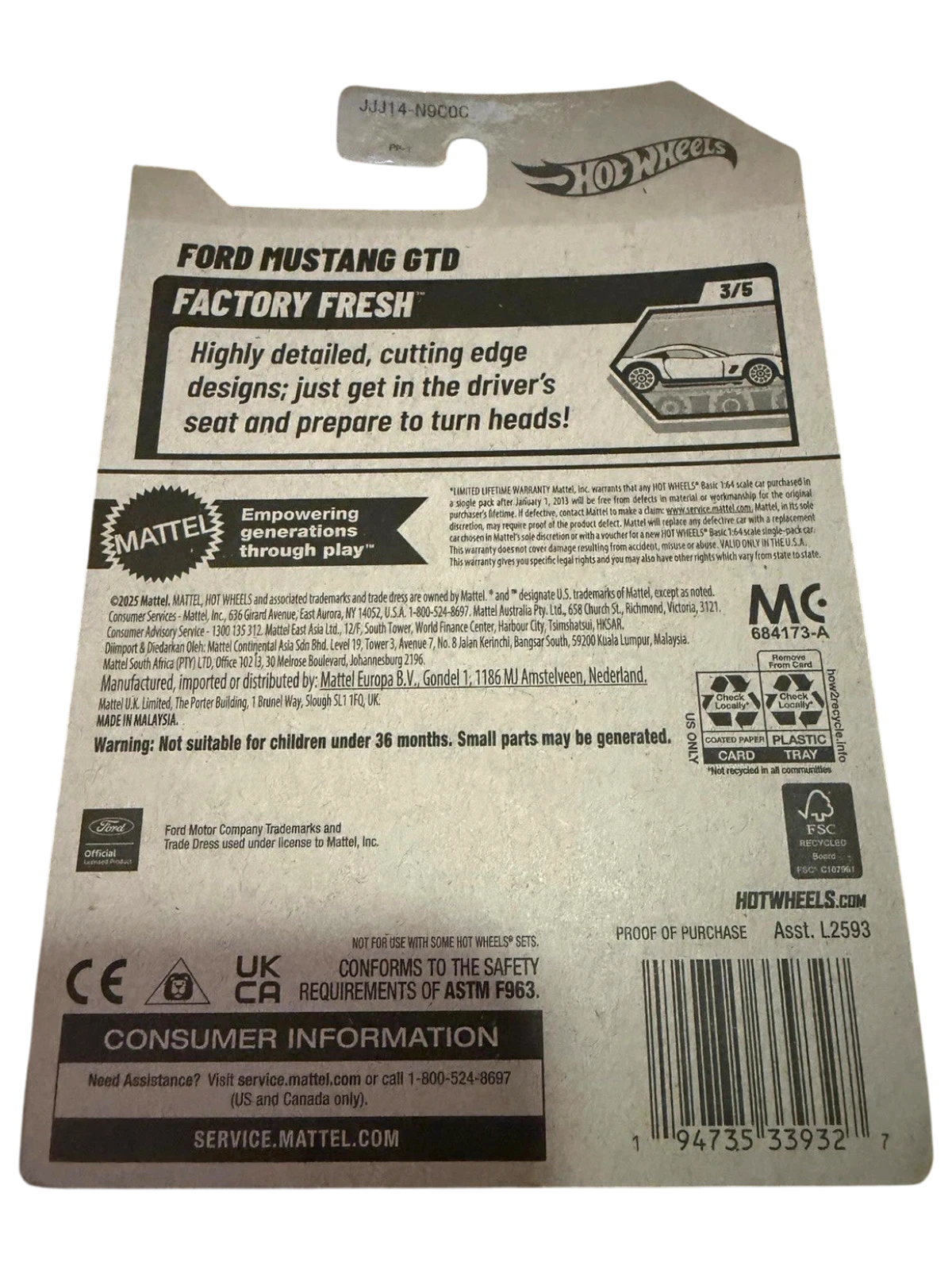 More Than Diecast 2026 Hot Wheels Ford Mustang GTD Factory Fresh light blue die-cast car packaging.
