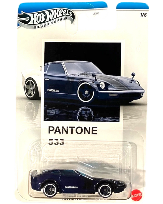 More Than Diecast Hot Wheels Nissan Fairlady Z 1:64 scale die-cast model in Pantone 533 blue with Silver Series detailing.