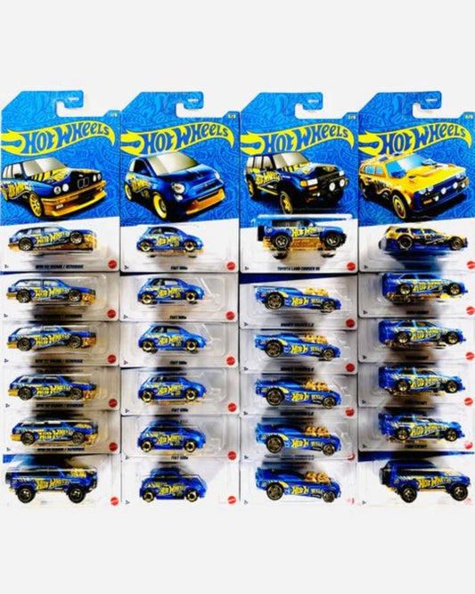 More Than Diecast Hot Wheels 58th Anniversary Pearl & Chrome 1:64 scale die-cast cars in blue and gold.