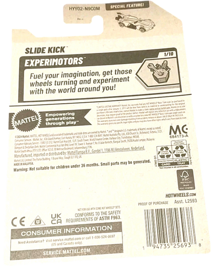 More Than Diecast Hot Wheels 1/64 scale Slide Kick Experimotors toy car, limited edition 116/250.