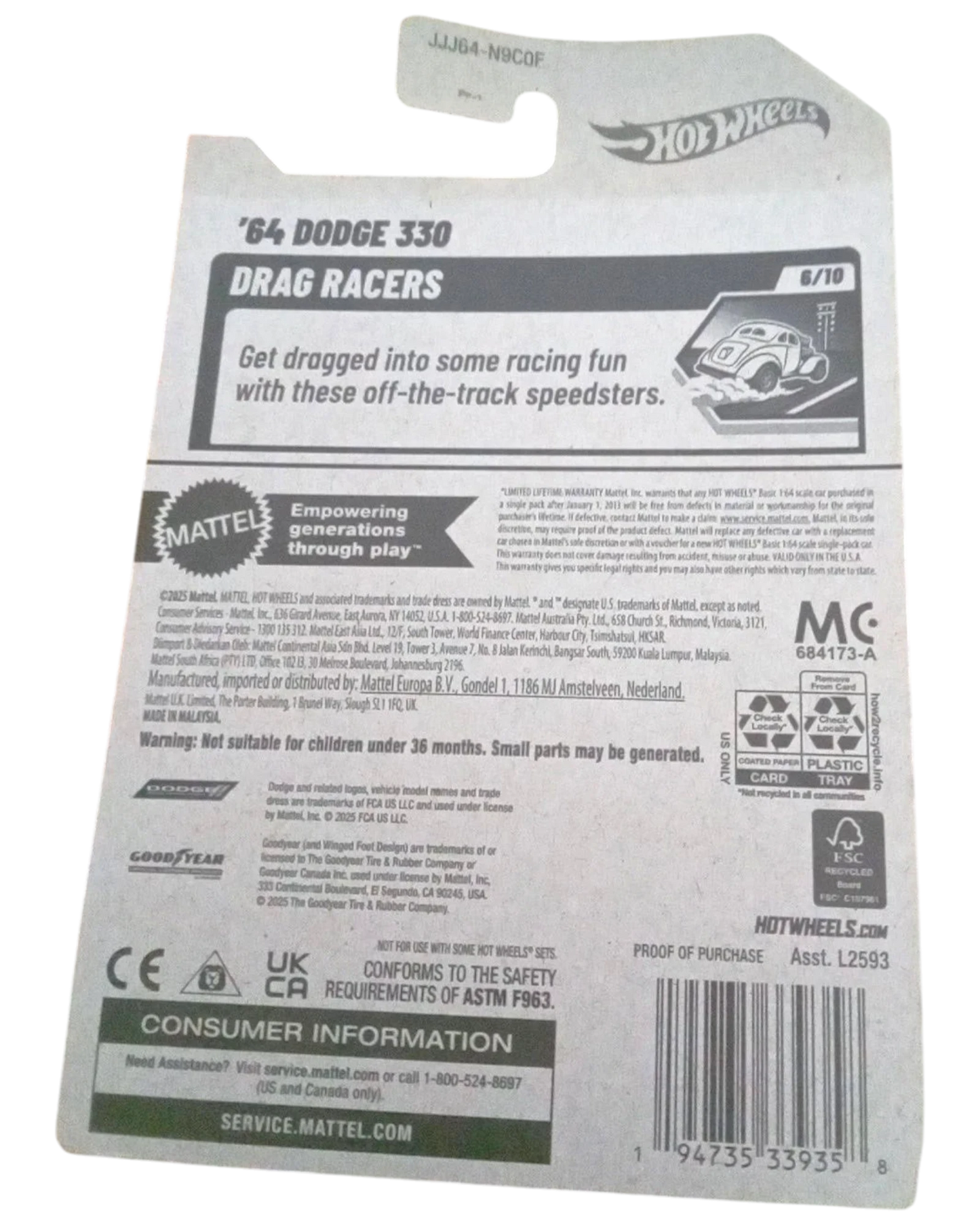 More Than Diecast Hot Wheels 2026 white '64 Dodge 330 Drag Racers collectible die-cast car.