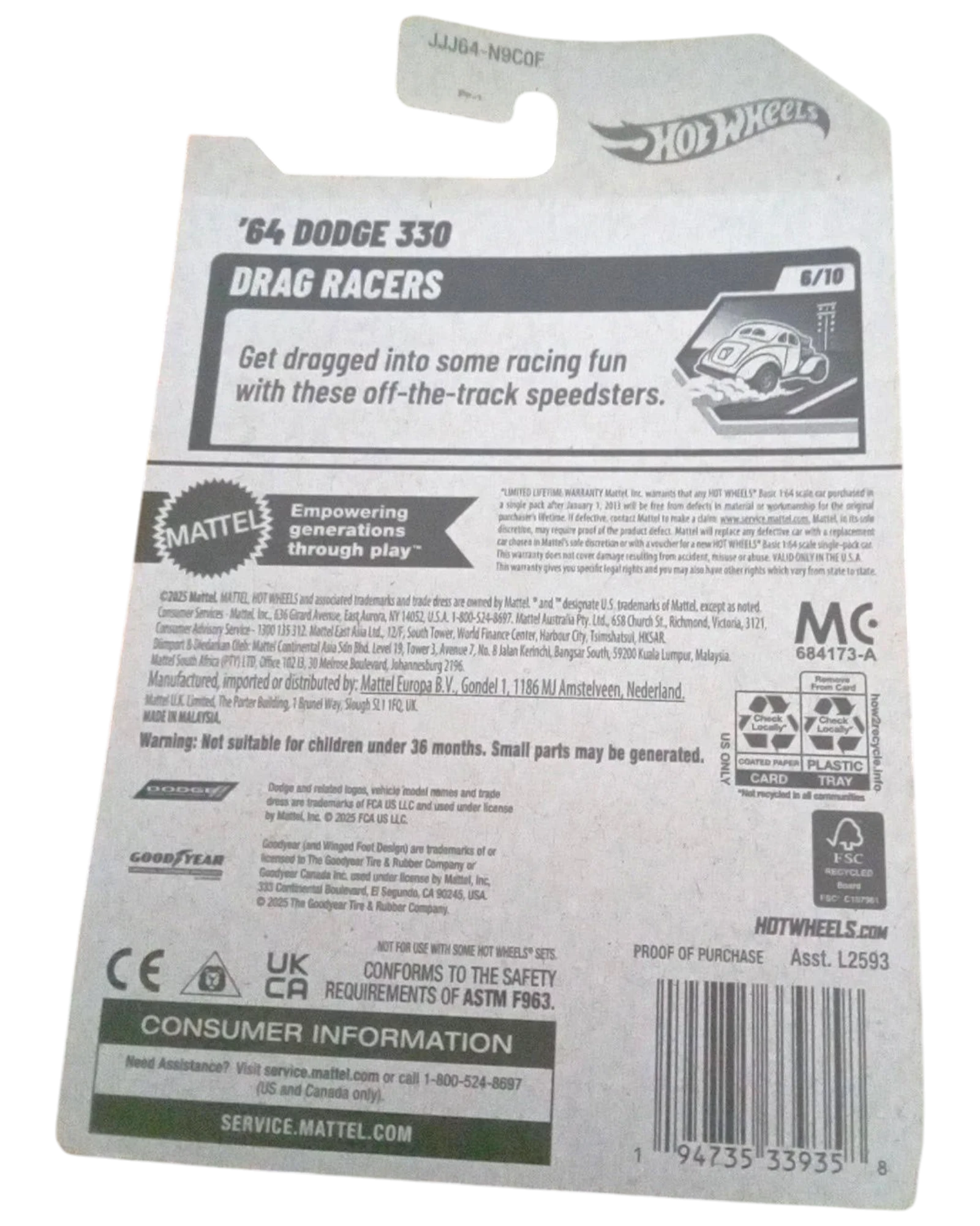 More Than Diecast Hot Wheels 2026 white '64 Dodge 330 Drag Racers collectible die-cast car.