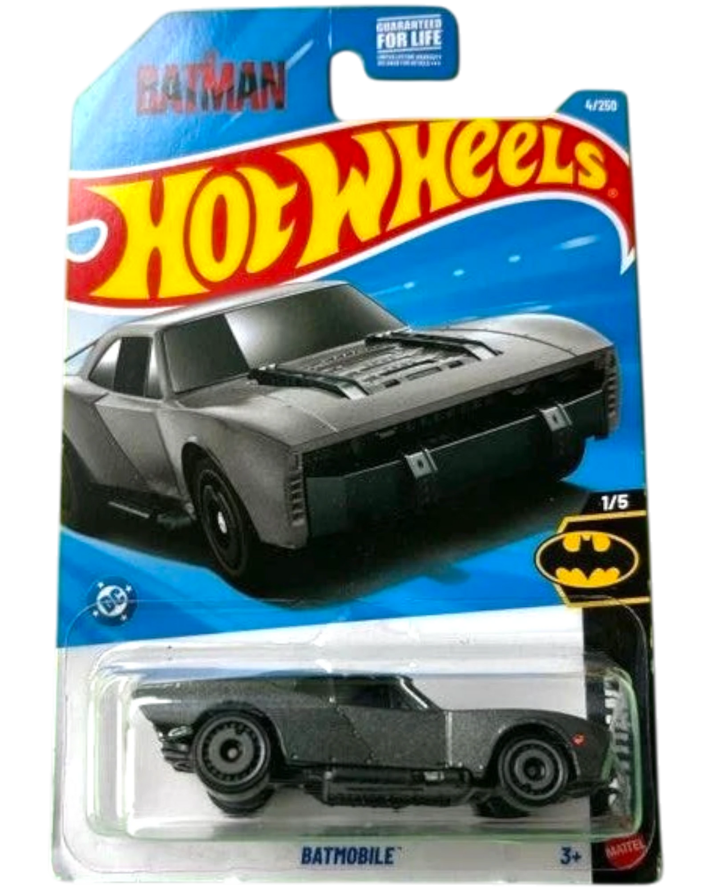 More Than Diecast Hot Wheels 2026 Batmobile "The Batman" die-cast model, grey with black accents, in collector packaging.