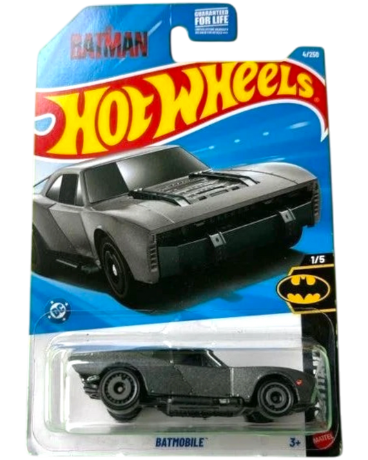 More Than Diecast Hot Wheels 2026 Batmobile "The Batman" die-cast model, grey with black accents, in collector packaging.