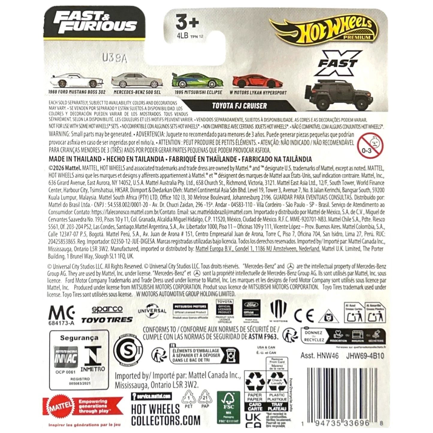 More Than Diecast Fast & Furious Toyota FJ Cruiser 1:64 scale die-cast model with Real Riders rubber tires and film-inspired deco.