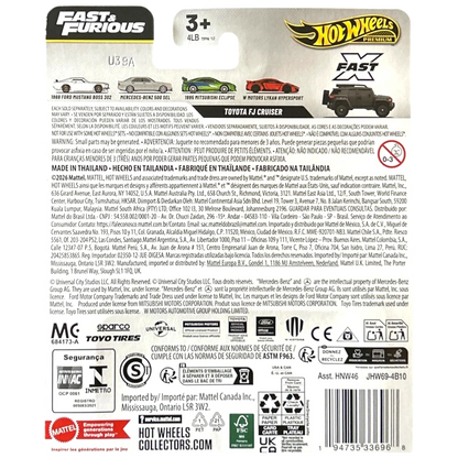 More Than Diecast Fast & Furious Toyota FJ Cruiser 1:64 scale die-cast model with Real Riders rubber tires and film-inspired deco.