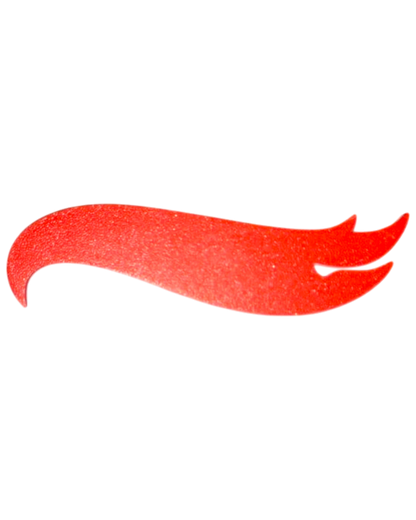 More Than Diecast red 3D printed Hot Wheels flame logo sign for collector display.