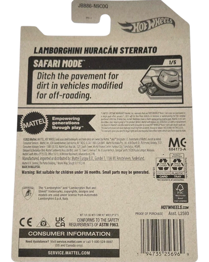 More Than Diecast 2025 Hot Wheels Lamborghini Huracan Sterrato Safari Mode die-cast model in yellow. Limited edition 41/250.