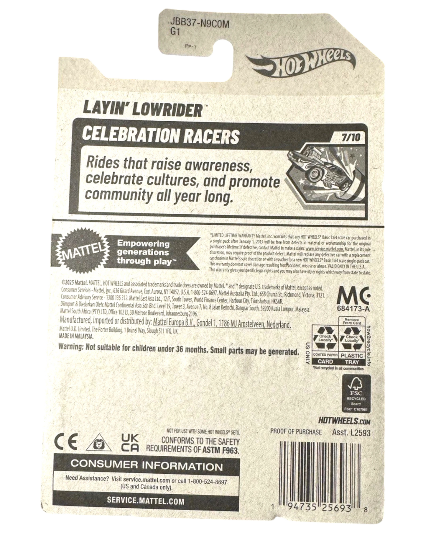 More Than Diecast 2025 Hot Wheels Layin Lowrider Celebration Racers 7/10 die-cast model packaging.