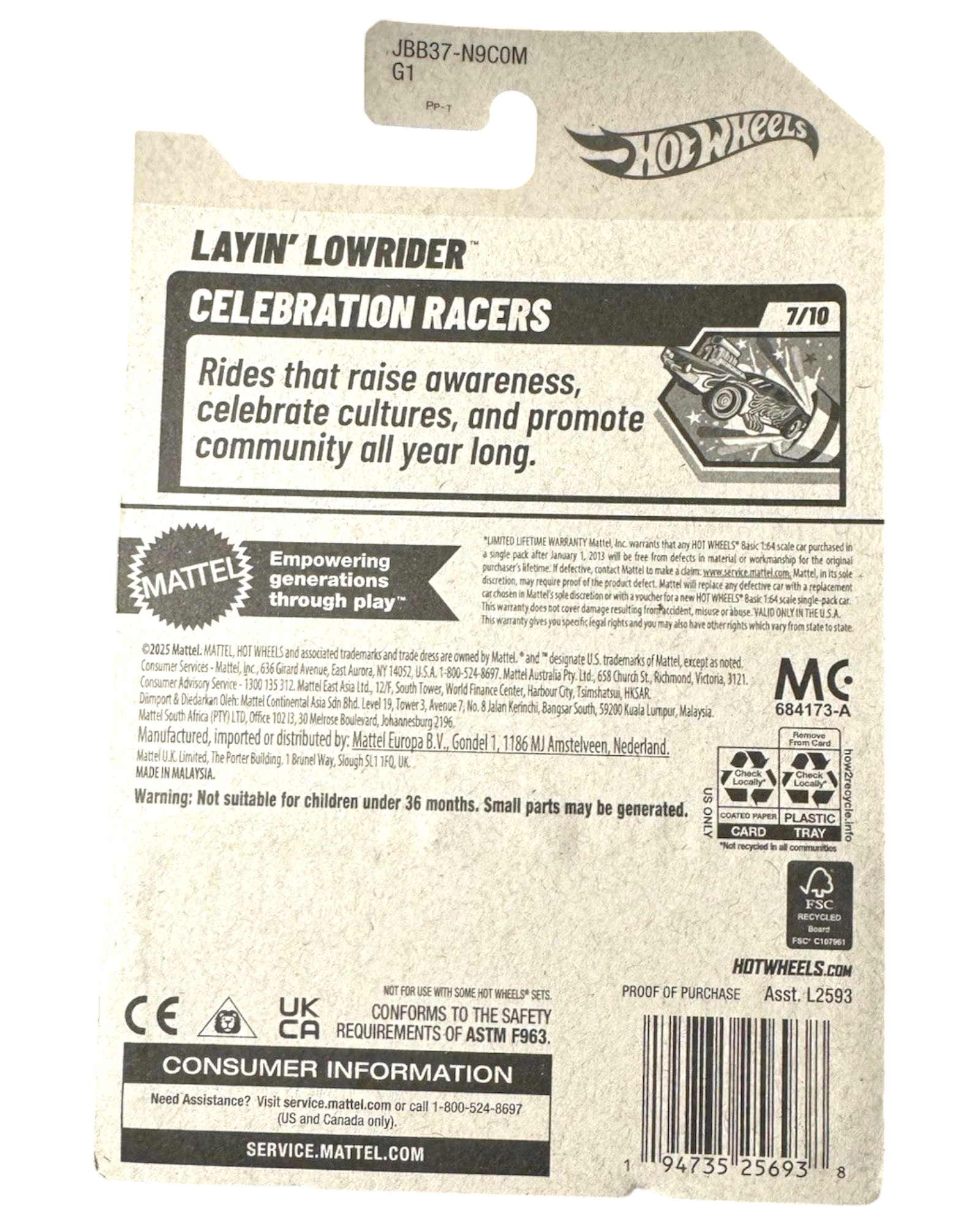 More Than Diecast 2025 Hot Wheels Layin Lowrider Celebration Racers 7/10 die-cast model packaging.