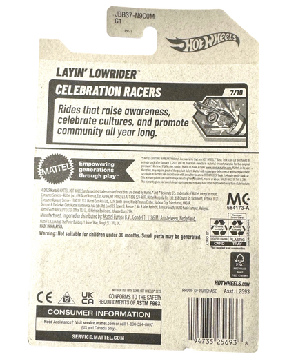 More Than Diecast 2025 Hot Wheels Layin Lowrider Celebration Racers 7/10 die-cast model packaging.