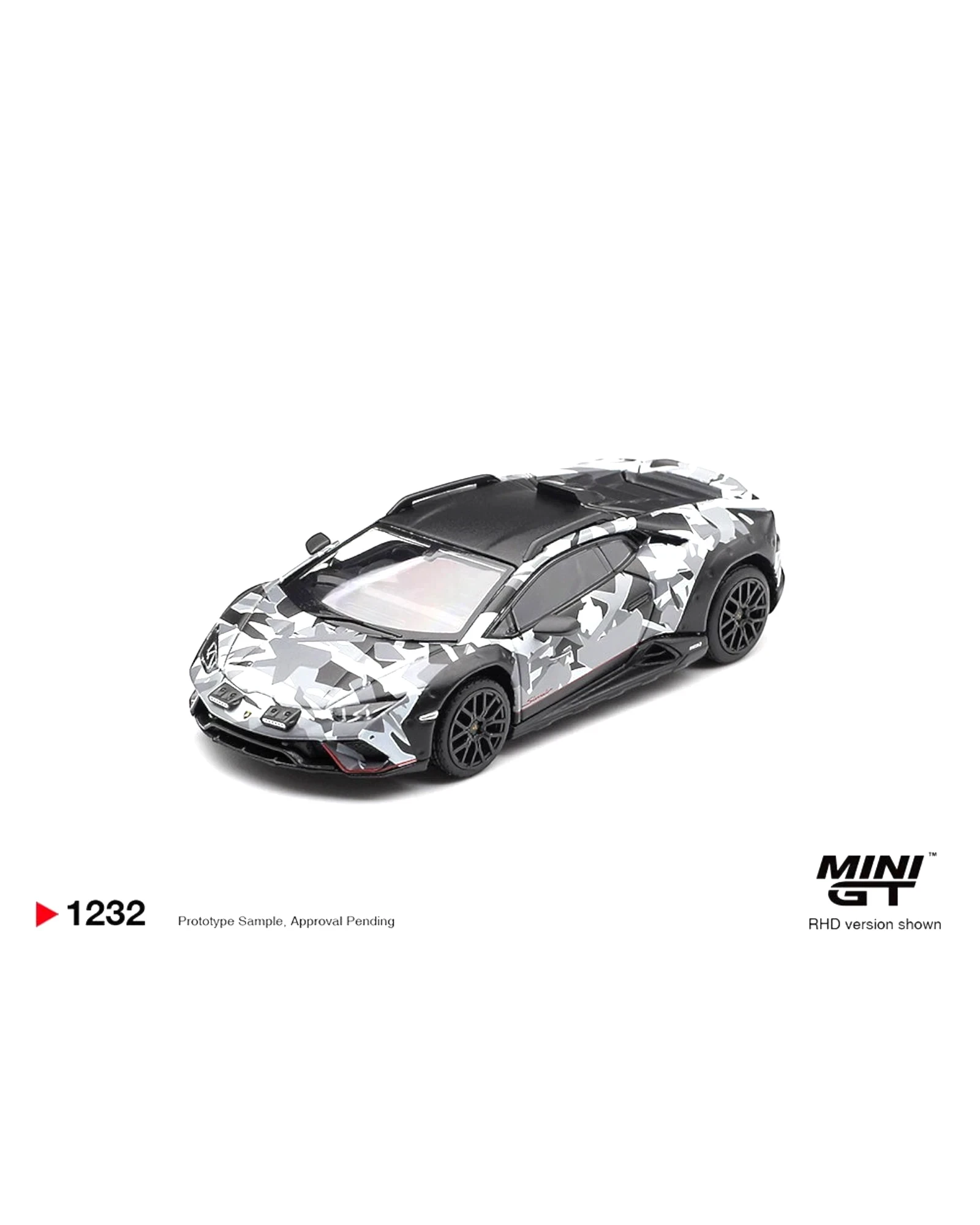 More Than Diecast Mini GT 1:64 Lamborghini Huracan Sterrato All Terrain Set, camouflage pattern, die-cast model car.