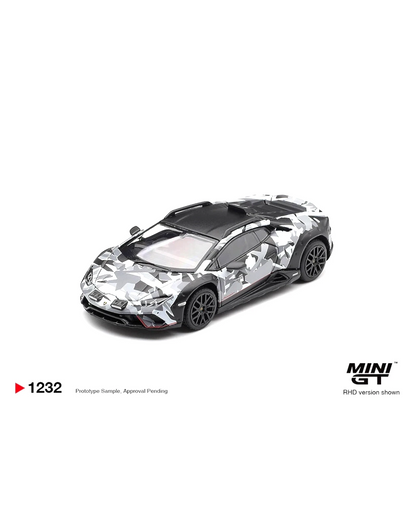 More Than Diecast Mini GT 1:64 Lamborghini Huracan Sterrato All Terrain Set, camouflage pattern, die-cast model car.
