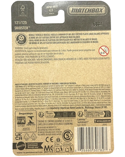 More Than Diecast Matchbox MBX Skidster 1:64 scale die-cast construction vehicle packaging.