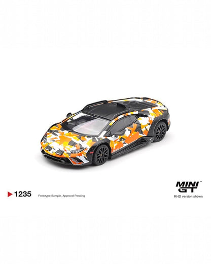 More Than Diecast Mini GT 1:64 Lamborghini Huracan Sterrato All Terrain Set, orange and white camouflage