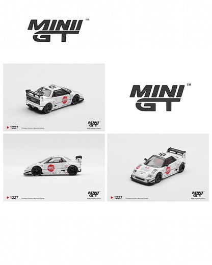 More Than Diecast 1:64 scale white Mazda AZ-1 Liberty Walk LB40 model with Hinomaru livery and aggressive aero kit.