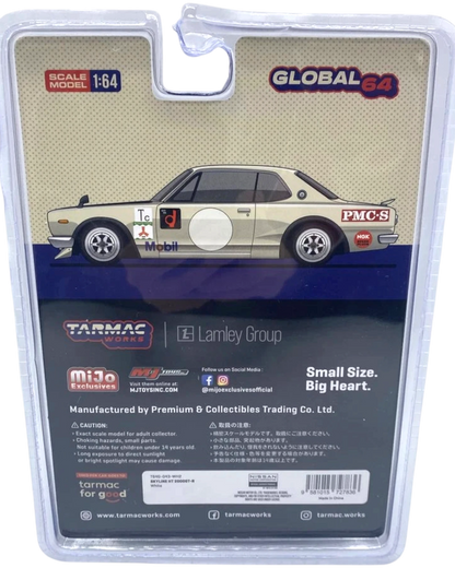 More Than Diecast Nissan Skyline HT 2000GT-R RHD diecast model, 1:64 scale, white with racing decals.