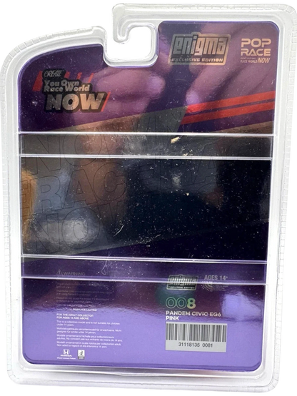More Than Diecast Pop Race Enigma Exclusive Pandem Civic EG6 Pink #008 diecast model in packaging.