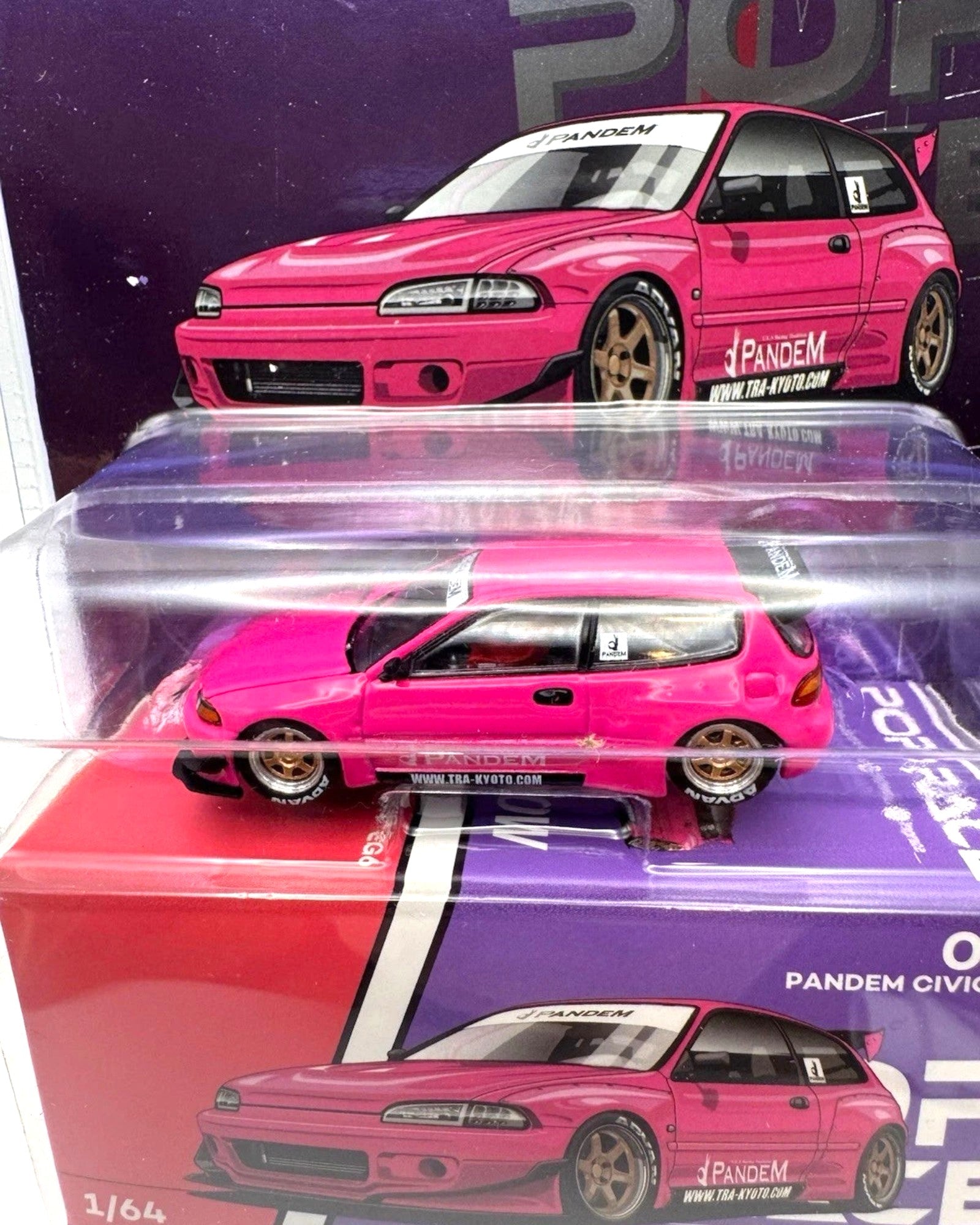 Pop Race x Enigma Pandem Civic EG6 Pink #008 | More Than Diecast