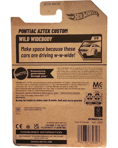 More Than Diecast Pontiac Aztek Custom Wild Widebody die-cast model in silver with custom widebody and yellow accents.