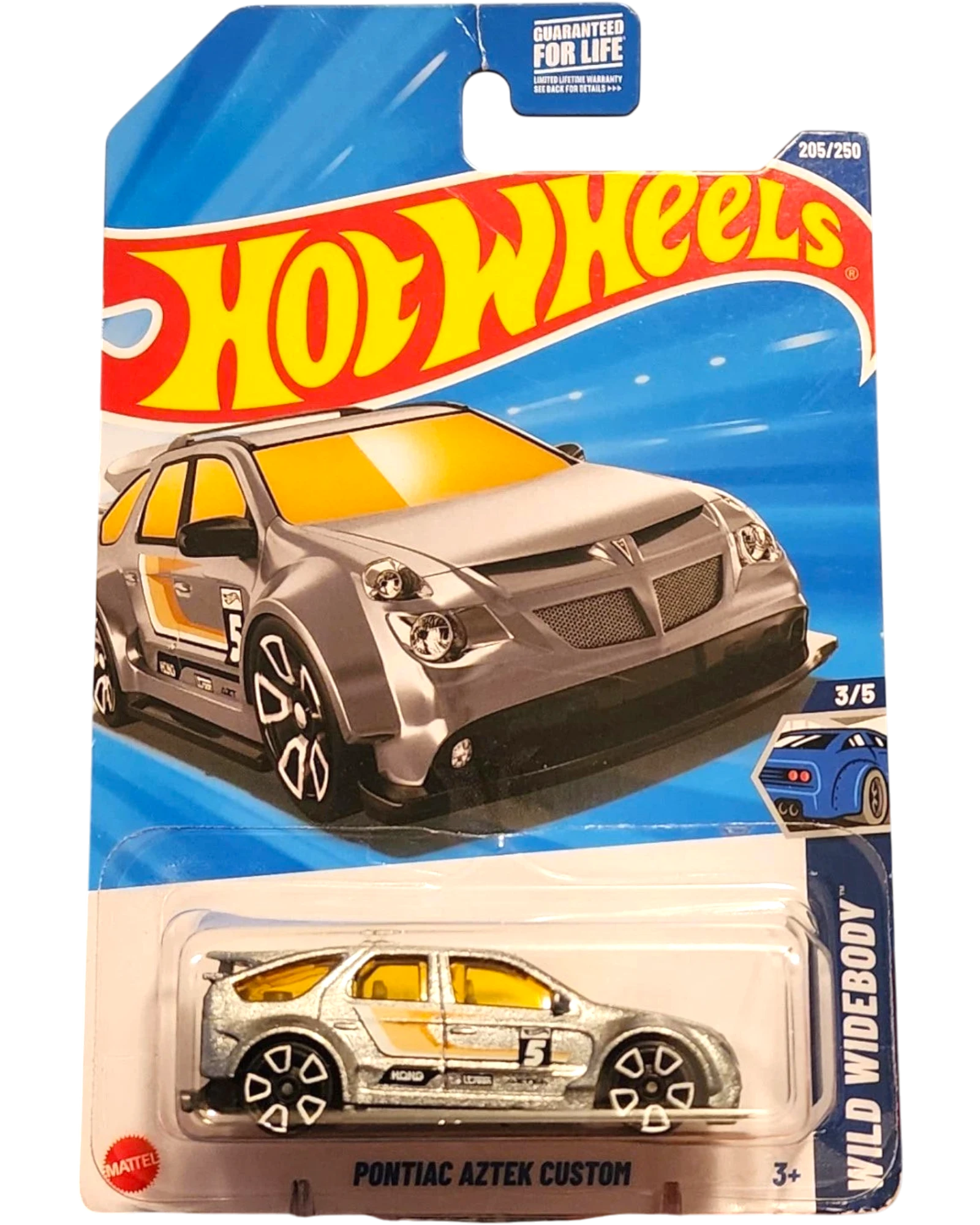 More Than Diecast Pontiac Aztek Custom Wild Widebody die-cast model in silver with yellow accents and custom widebody design.