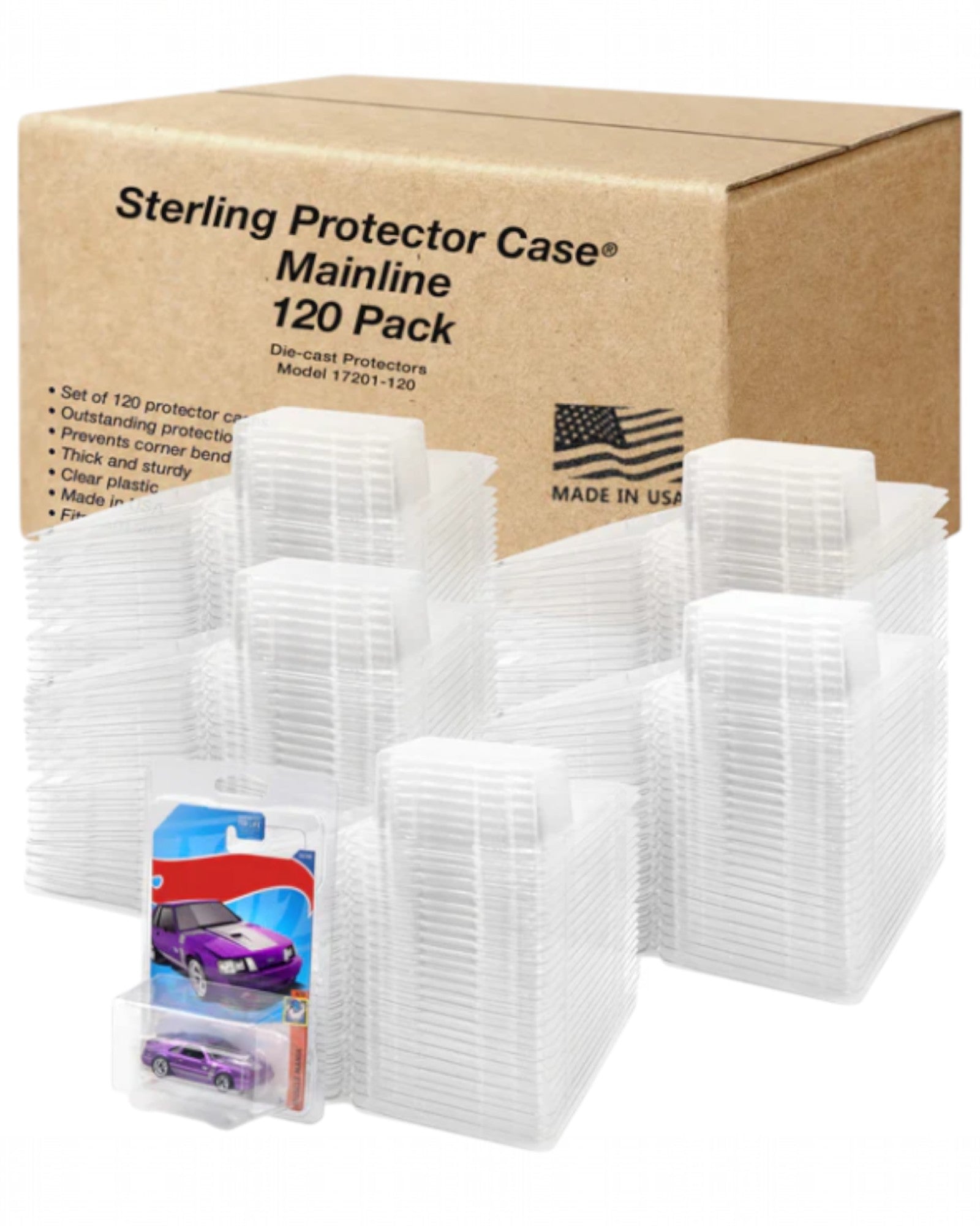 More Than Diecast Sterling Protector Case Mainline 120 Pack for 6.5" x 4.25" cards. Clear plastic, durable, slim profile.