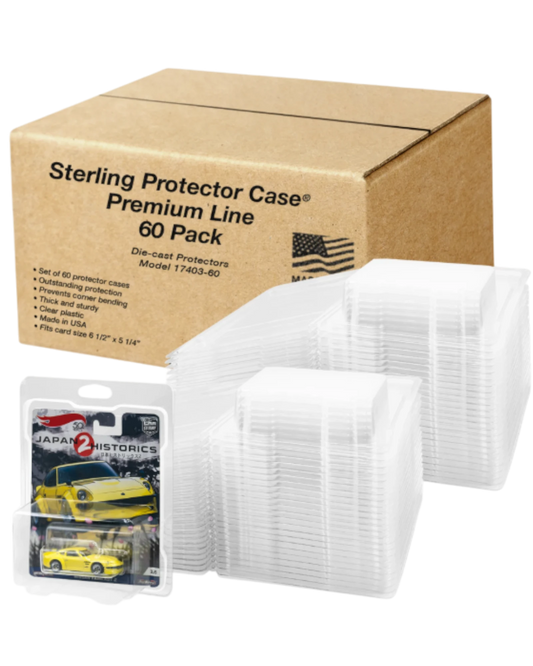 More Than Diecast Sterling Protector Case Premium Line 60 Pack clear plastic protectors for 6.5" x 5.25" cards.