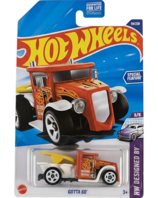 Hot Wheels toy car in packaging with blue and red design